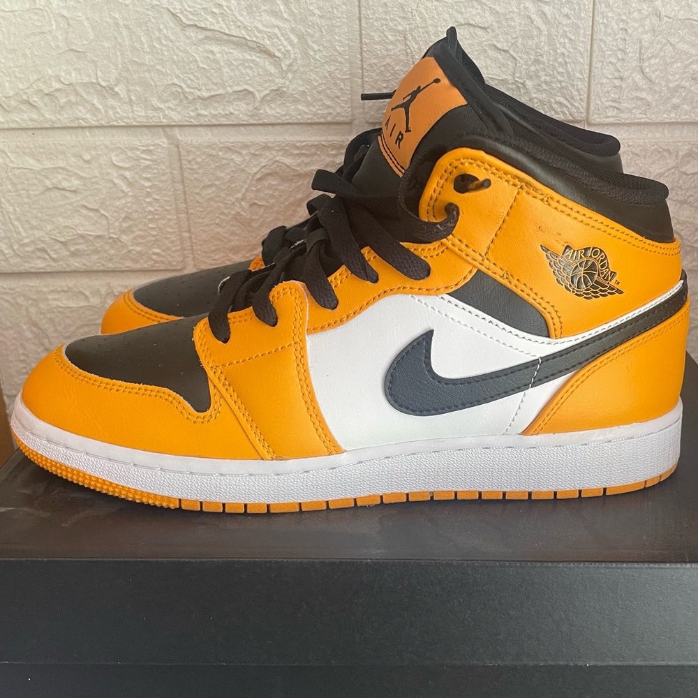 Jordan Mid Top Sneakers — Taxi- Yellow Black White